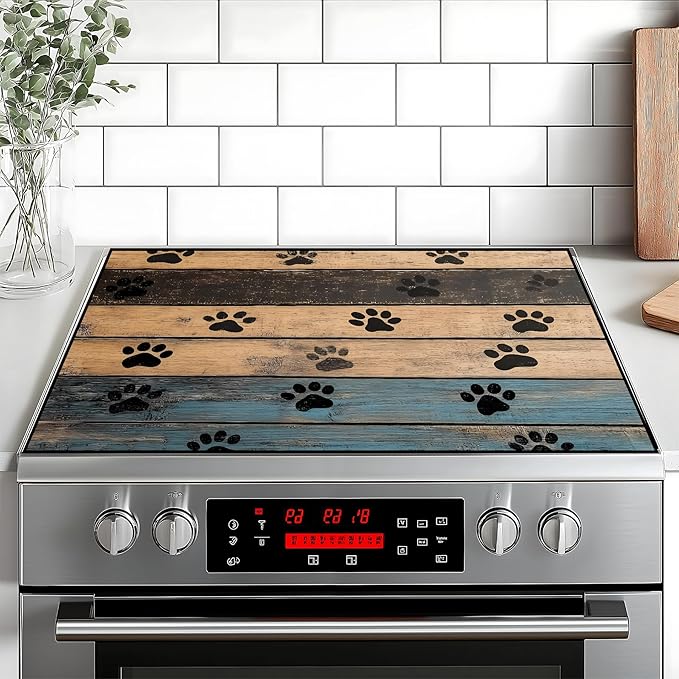 Stove Top Cover Retro Flower Gas Stove Top Cover for Home Decoration Kitchen Pad Non-Stick Washable Cooktop Covers Countertop Protector Keep Stove Clean 28"x20" (Texture-1)