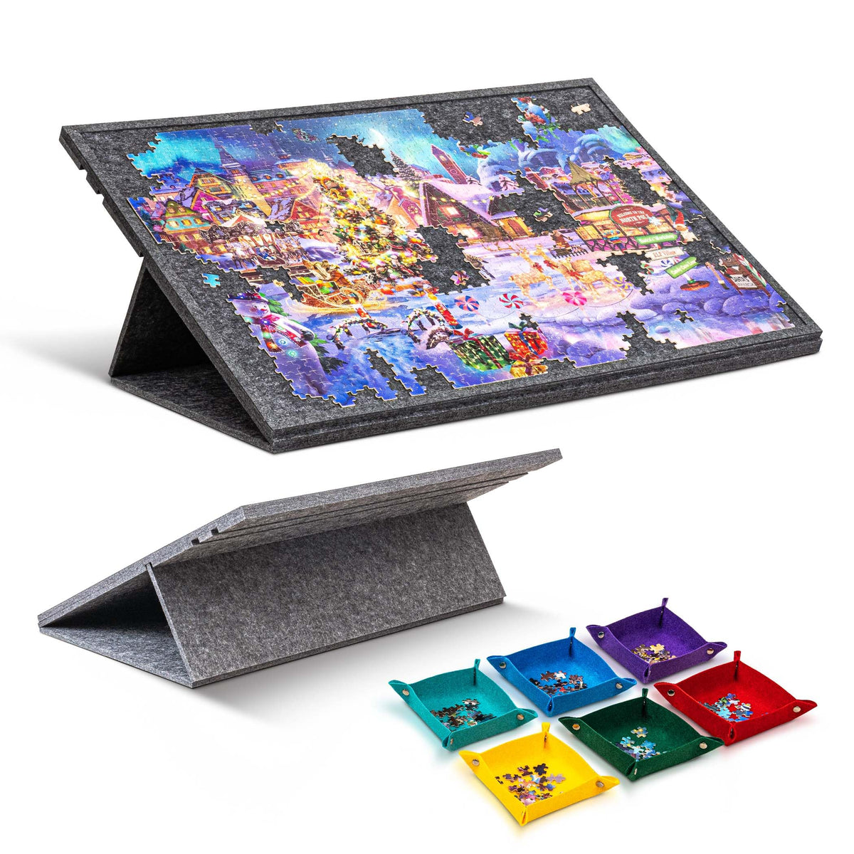 Tilting Jigsaw Puzzle Board with 2-in-1 Stand and Cover - Image 1