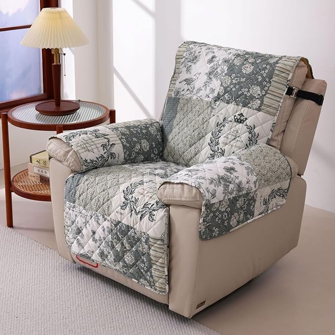 Cmfshape Skidproof Sofa Cover-Grey Bird Sofa Slipcover with Elastic Straps-Easy Fit Slip Cover-Washable Furniture Protector for Pets and Kids(Chair,Grey)