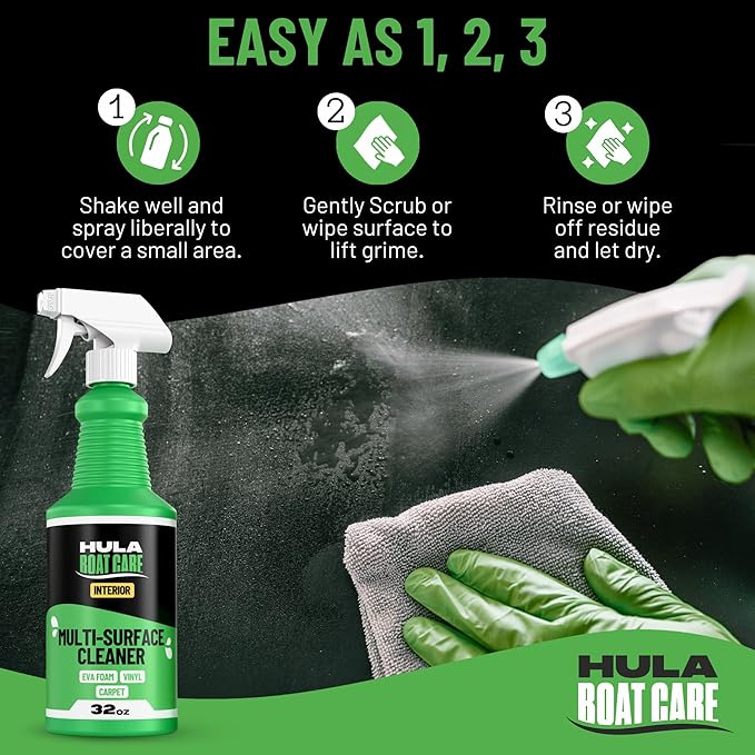 Hula Multi-Surface Cleaner — EVA Foam, Vinyl and Carpet, 32 oz — Boat Deck, Sea Deck and Marine Interior Cleaner, Biodegradable, Made in USA