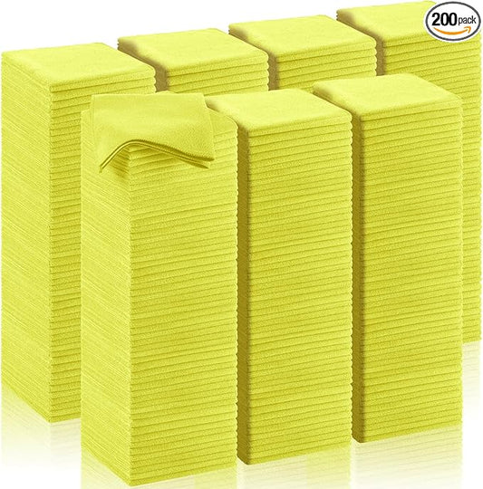 200 Pcs Microfiber Cleaning Cloth 16x16 Inch Microfiber Towels for Car Ultra Absorbent Cleaning Rags Reusable Lint Free Streak Free Detailing Towel for Car Washing Drying Dusting (Yellow)
