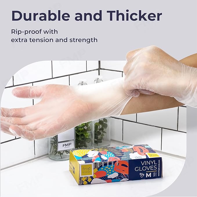 Fit Meal Prep 2000 Pack Disposable Latex Free Medium Vinyl Food Prep Gloves - Powder Free, Ideal for Kitchen, Bathroom, Household, Gardening