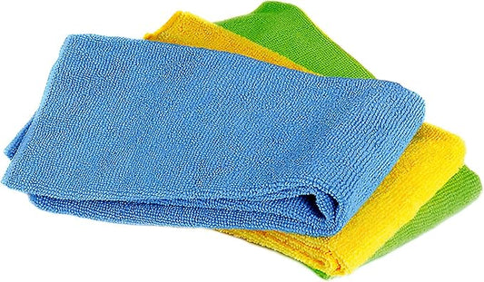Norpro 15.75 by 15.75 Inch Microfiber Cloth, Set of 3, 15.75 inches x 15.75 inches, blue, yellow and green