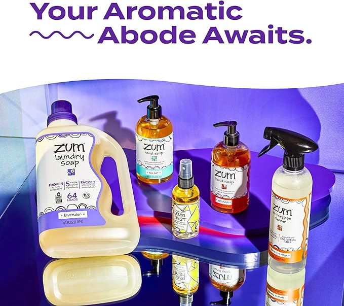 Zum by Indigo Wild All-Purpose Cleaner Combo (Pack of 2) - Natural Multipurpose Cleaners with Essential Oils, Baking Soda & More - Frankincense & Myrrh & Lavender, 16 fl oz Each