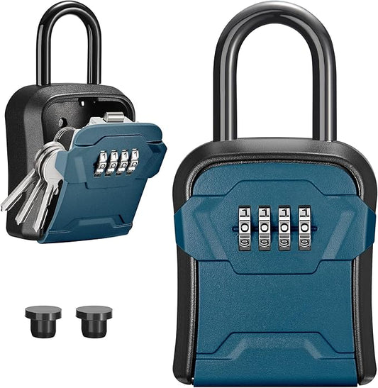 Puroma Lock Box, Key Lock Box Wall Mount & Portable Combination Lockbox with Resettable Code, Security Lockbox for Outside House Keys, Apartment Realtors Spare Keys Storage (1 Pack, Peacock Blue)