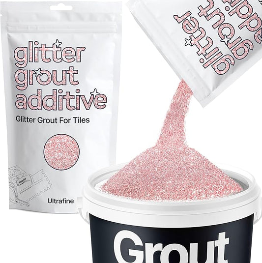 Hemway Glitter Grout Additive - Light Rose Gold - Ultra FINE 1/128" .008" 0.2mm - Grout Tile Additive Tiles Bathroom Wet Room Kitchen - 100g