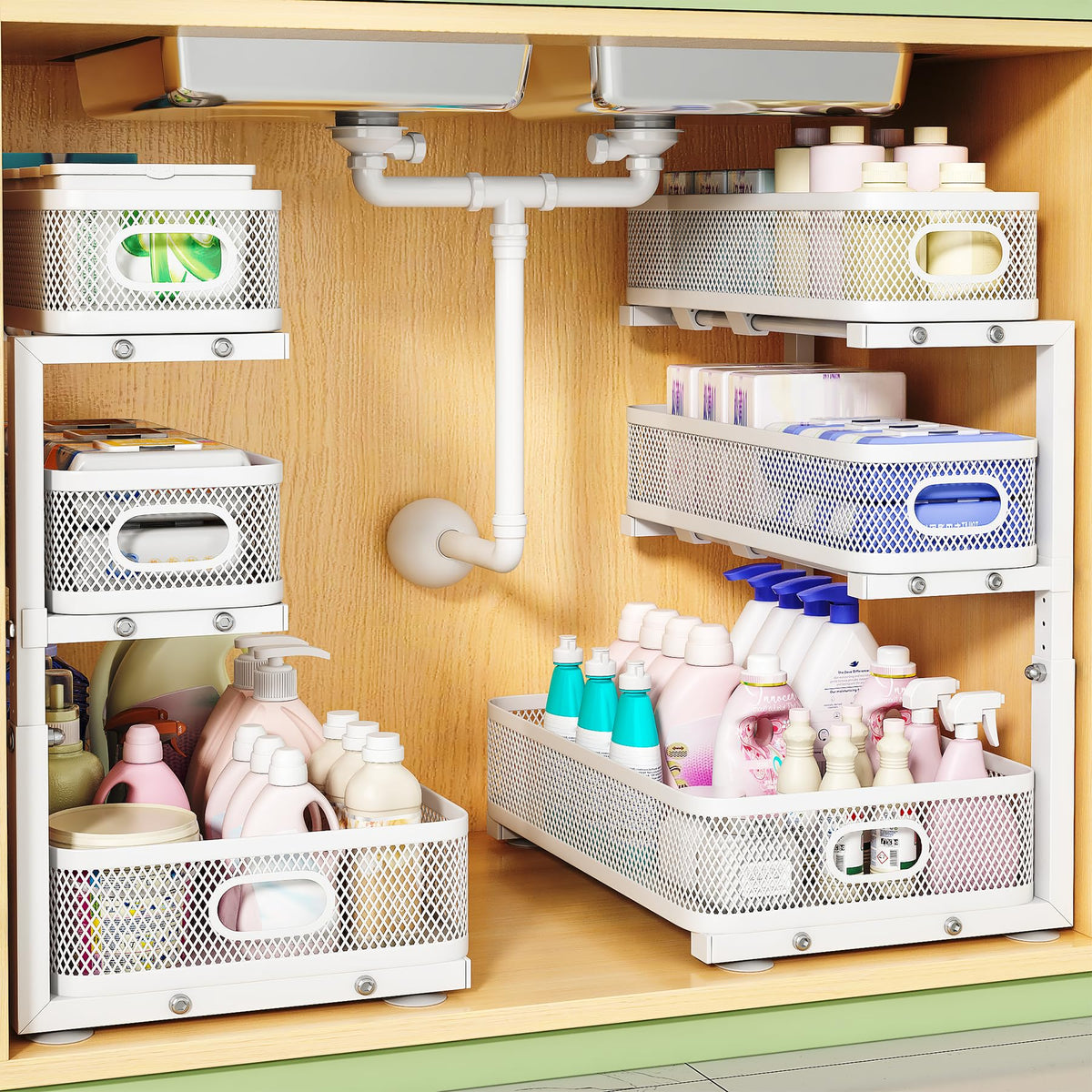 2-Pack 3-Tier Under Sink Organizer, Slide Out Cabine | Under Sink Stor - Image 1