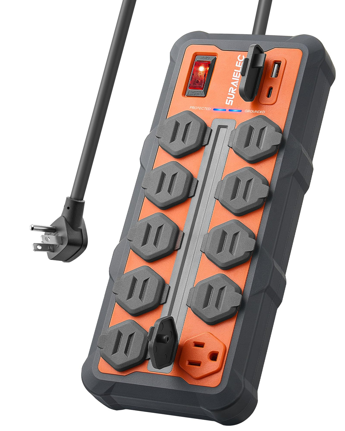 SURAIELEC Heavy Duty Power Strip with 4500J Surge Protector, 10 - Image 1