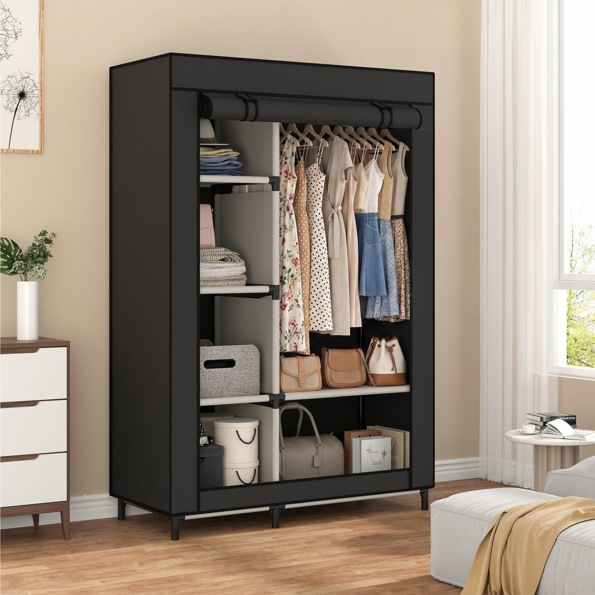 Calmootey Portable Closet Organizer, Space-Saving Storage - Image 1