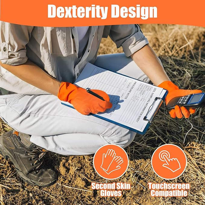 TREEGO Heavy Duty Orange Nitrile Gloves 10 Mil Disposable Rubber Work Gloves - Double Diamond Grip, Mechanic Rubber Gloves for Automotive & Industrial Use, Latex Free, 100 Count Medium