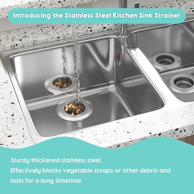 2Pack Sink Protectors for Kitchen Sink 13''x16''&11.2''x14.5'', Sink Rack for Bottom of Sink, Stainless Steel Sink Grid, Rust Resistant Metal Sink Protector with 2Pack Sink Strainer