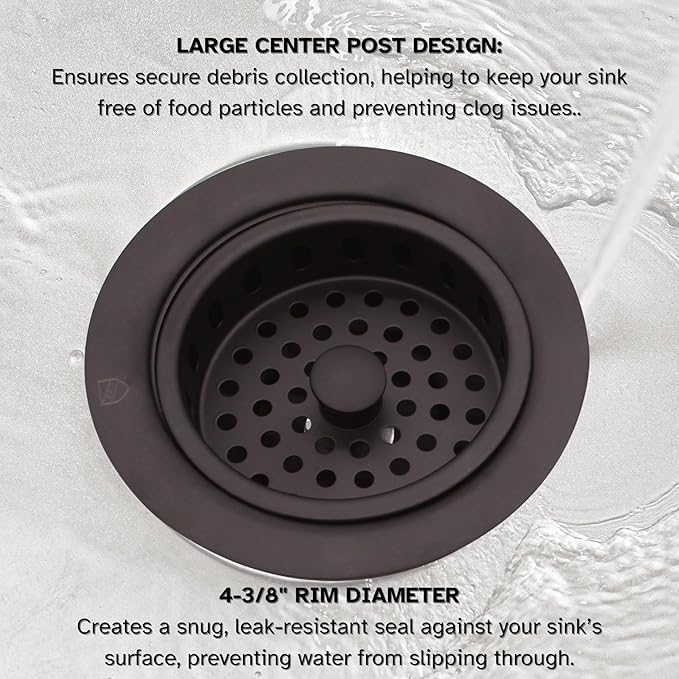 Westbrass D214-12 3-1/2" Post Style Large Kitchen Sink Basket Strainer, Oil Rubbed Bronze
