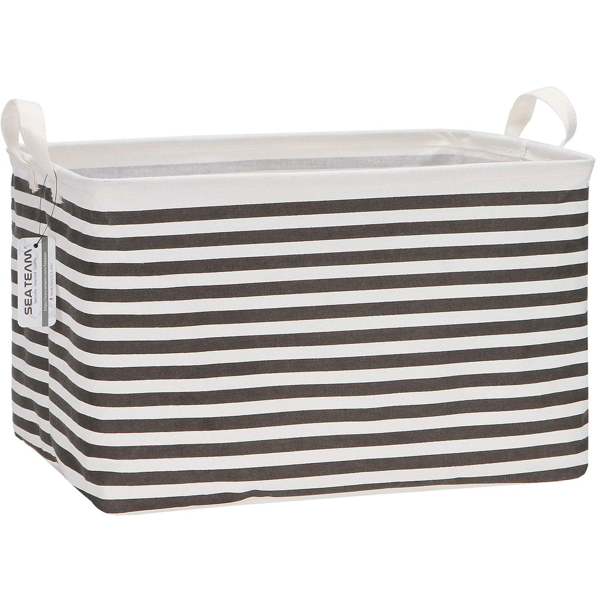 Sea Team Large Rectangle Open-Top Canvas Storage Basket, Black - Image 1