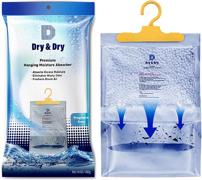 Dry & Dry 18 Pack [14 OZ] Premium Moisture Absorbers - Dehumidifier for Home, Basement, Bedroom - Small Dehumidifiers