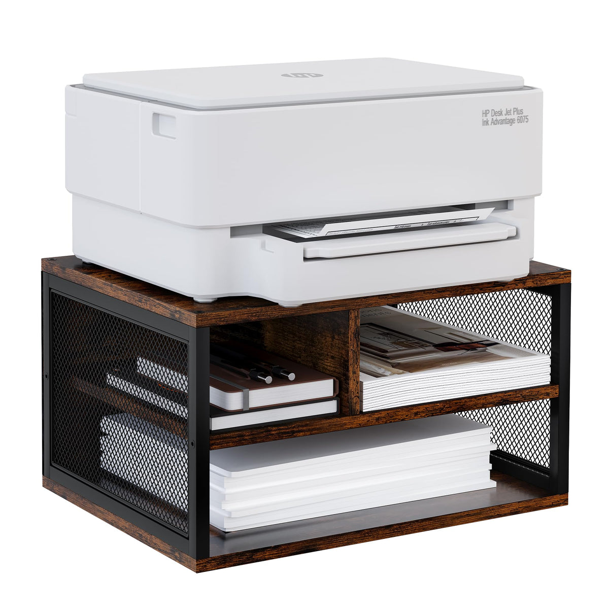 Wooden Printer Stand with Storage,Multi-Functional 2-Tier - Image 1