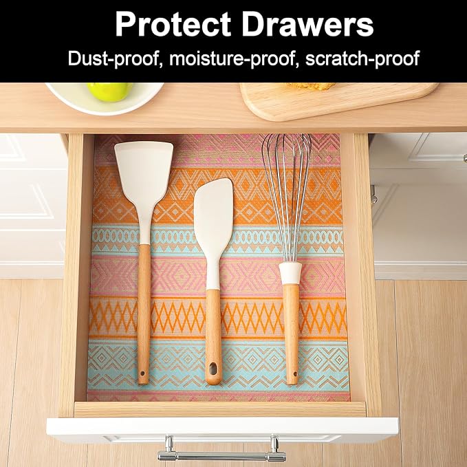 Cooyes Shelf Drawer and Cabinet Liner, Washable Oil-Proof Shelf Liners for Kitchen Cabinets, Shelves, Refrigerator, Non-Adhesive Drawers Mats（23.6" W x 236" L）