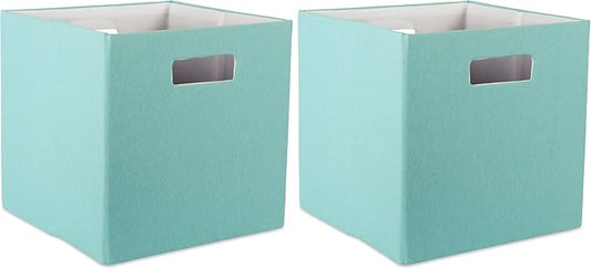 DII Poly-Cube Storage Collection Hard Sided, Collapsible Solid, Small, Aqua (Pack of 2)