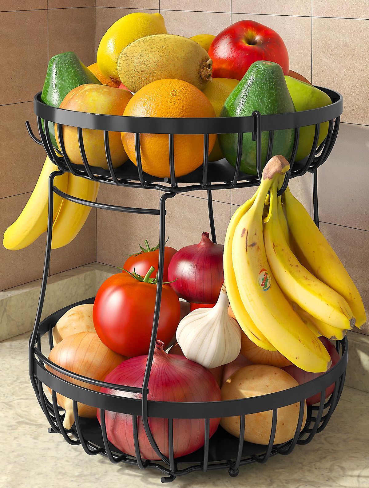 Sevenblue 2 Tier Large Fruit Bowl for Kitchen Counte | All Products - Image 1