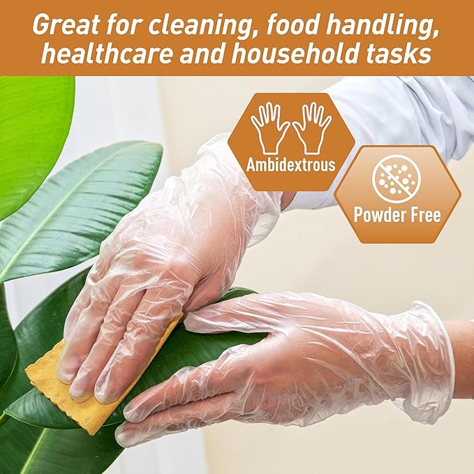 Med PRIDE Vinyl Gloves| Small Case of 1000| 4.3 mil Thick, Powder-Free, Non-Sterile, Heavy Duty Disposable Gloves| Professional Grade for Healthcare, Medical, Food Handling, and More