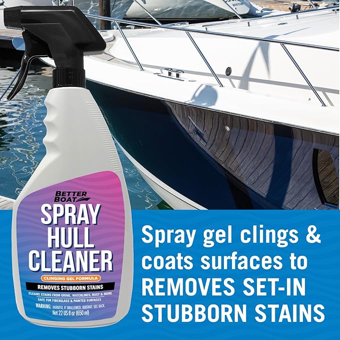 Fiberglass Boat Hull Cleaner, Marine-Grade Stain Remover & Restorer, Deck Cleaner for Boats, Pontoons, Sailboats, Pro Wash Cleaning Supplies
