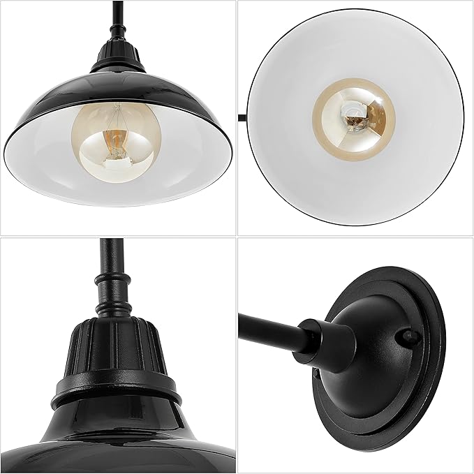 JONATHAN Y JYL7613B Aurora 12.25" 1-Light Farmhouse Industrial Indoor/Outdoor Iron LED Gooseneck Arm Outdoor Sconce Metal Bowl Shade Vintage Cottage Rustic Porch Patio Yard Barn, Black