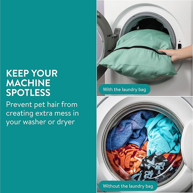 Navaris Pet Laundry Bag - Pet Hair Catcher for Washing Machine to Prevent Dog or Cat Fur Buildup - Wash Bags for Pet Towel, Blankets, Bed, or Bedding - Medium