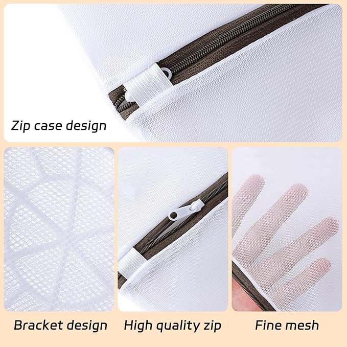 Mesh Laundry Bags, Reusable Delicate Laundry Bag Small Mesh Bags for Laundry, Zipper Laundry Bags Mesh Wash Bags for Lingerie, Bras, Socks, Trousers, T-shirt (5)