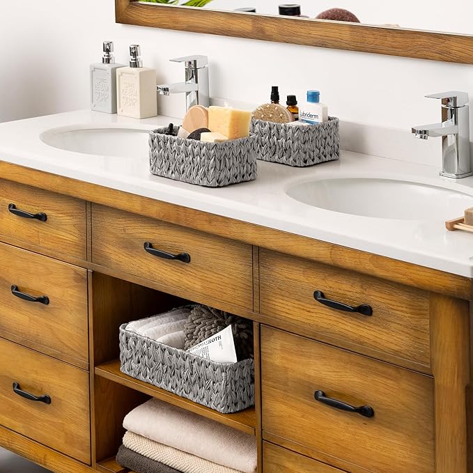 GRANNY SAYS Wicker Storage Baskets for Shelves, Wicker Baskets for Organizing, Small Baskets for Vanity, 3 Pack