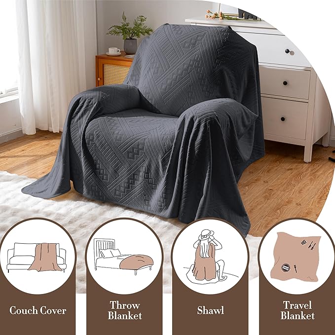 Waterproof Recliner Chair Covers, Anti-Slip Reclining Chair Covers, Pet-Friendly, Washable, Durable and Breathable Couch Covers – Reversible Design for Sofa Protection(71x71in/Dark Grey)
