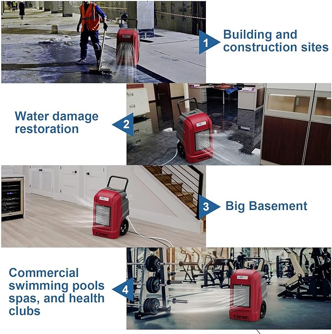 ALORAIR Storm Pro Commercial Dehumidifier 180 PPD, LGR Portable Dehumidifier with Pump, cETL Listed, 6 Years Warranty, LCD Display, for Clean-Up, Flood, Moisture