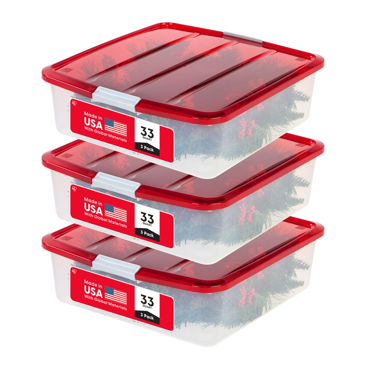 IRIS USA 33 Quart Christmas Wreath Storage Container Box - Image 1
