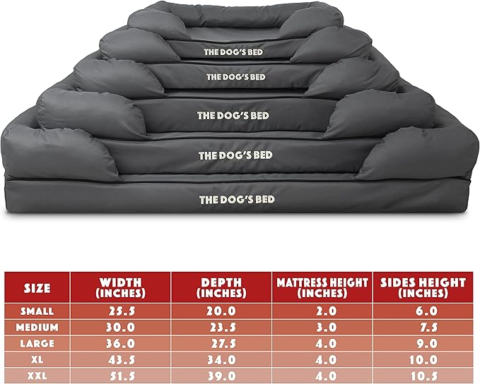 The Dog’s Bed, Dog Bed XXL Grey, Memory Foam, Pain Relief: Arthritis, Hip & Elbow Dysplasia, Post Surgery, Lameness, Supportive, Calming, Waterproof Washable Cover