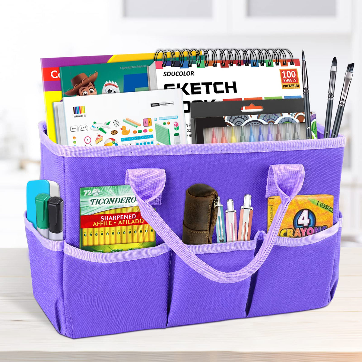 Desktop Tote and Organizer, Teacher Helper caddy Bag for Arts - Image 1