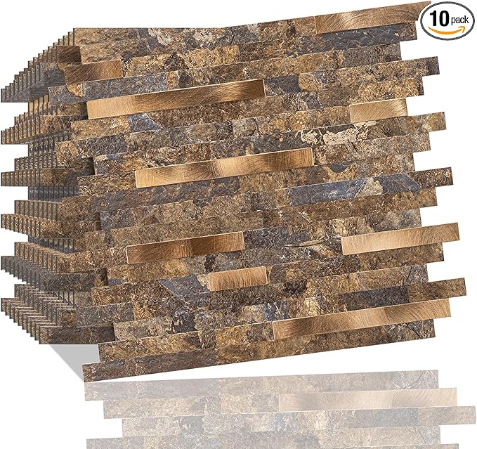Peel and Stick Backsplash, 10-Sheet Peel and Stick Tiles PVC Wall Tile Stick on Backsplash for Kitchen