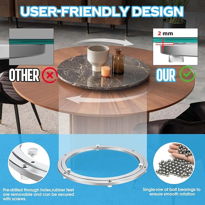Lazy Susan Hardware,20 inch Heavy Duty Lazy Susan Bearing Kit,Rotating Serving Turntable for Aluminium Alloy Turntable Bearing,Swivel Base Hardware for Dining Table,DIY,Display Stand,Workbench