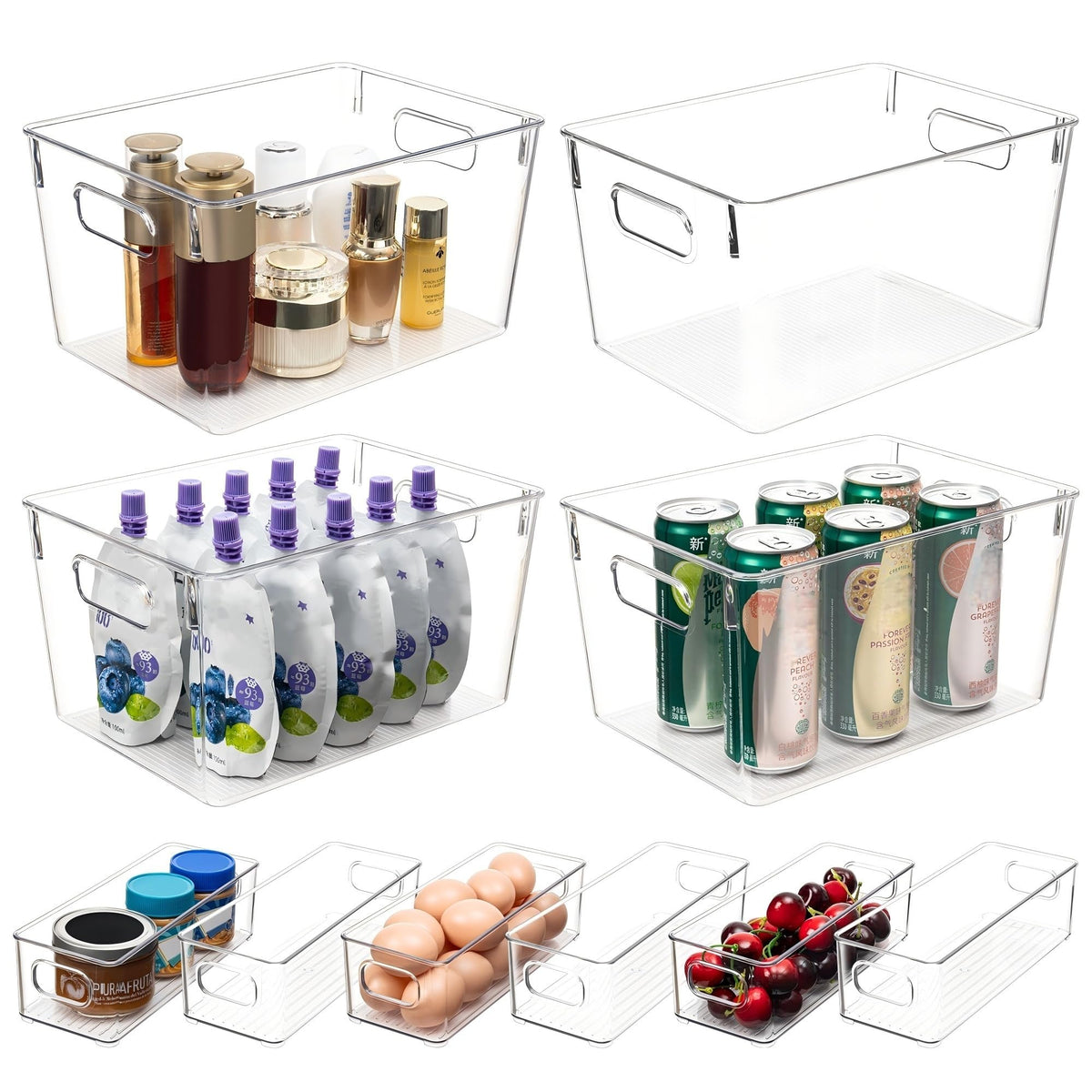 Tiawudi Set of 10 Clear Plastic Storage Bins, 4 | Home Organization - Image 1
