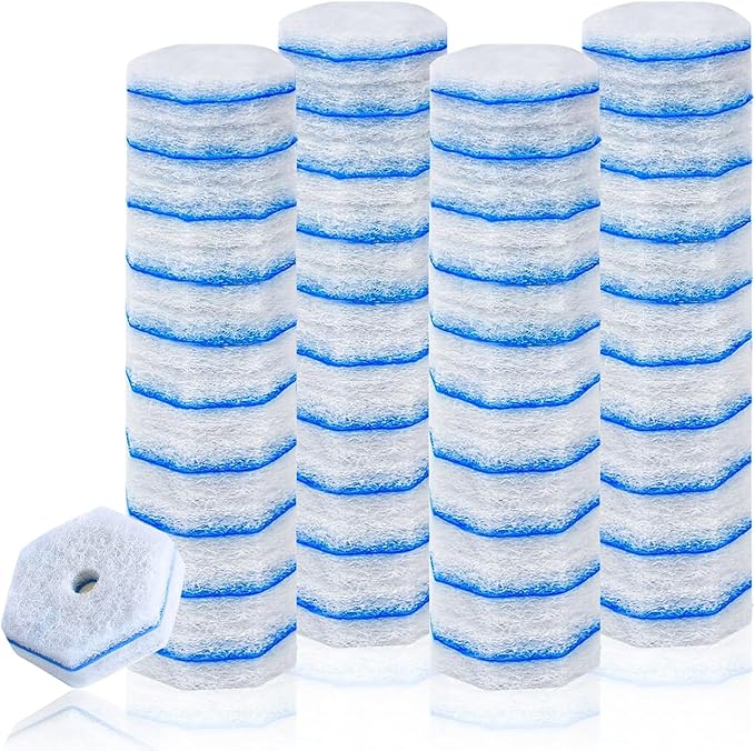 40 Count Disposable Toilet Brush Refills - Compatible with Most Toilet Brushes, Easy Cleaning Toilet Bowl Sponge Wand Heads
