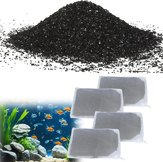 4-Pack Activated Carbon Inserts Replacement for AquaClear 70 Aquarium Filter（155-gram / Bags）,Carbon Media Fit for Fluval AquaClear up to 70 Gallons，Low-Ash Charcoal Fit Fish Tank Filter A1386，White