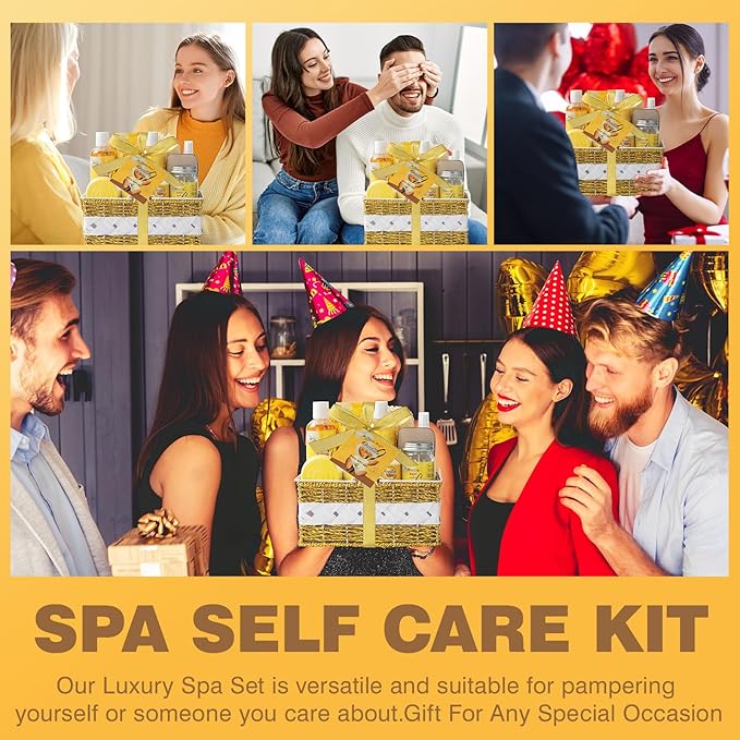 Bath & Body Gift Set, 20pcs Vanilla & Honey Almond Scents Bath Gift Baskets Home Spa Gift, Bath Spa Kit For Women and Men Luxury Home Spa Bath Gift Basket, Skin Care Gift Set, Spa Gifts, Pamper Gifts