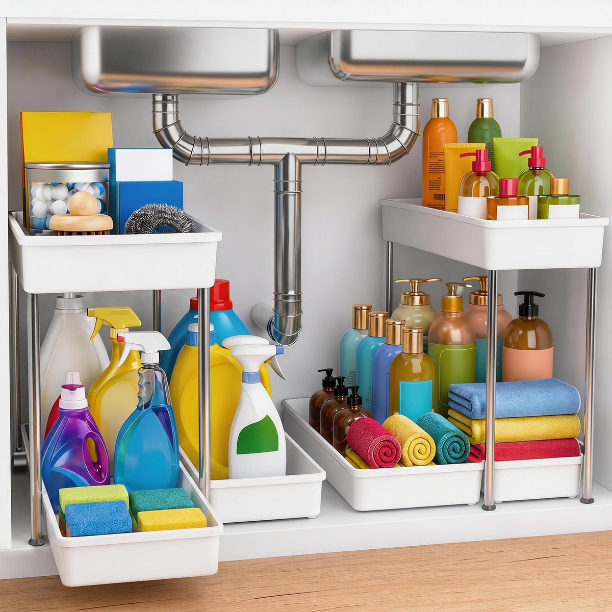 2-Tier Under Sink Organizer with Smooth Rolling Whee | All Products - Image 1