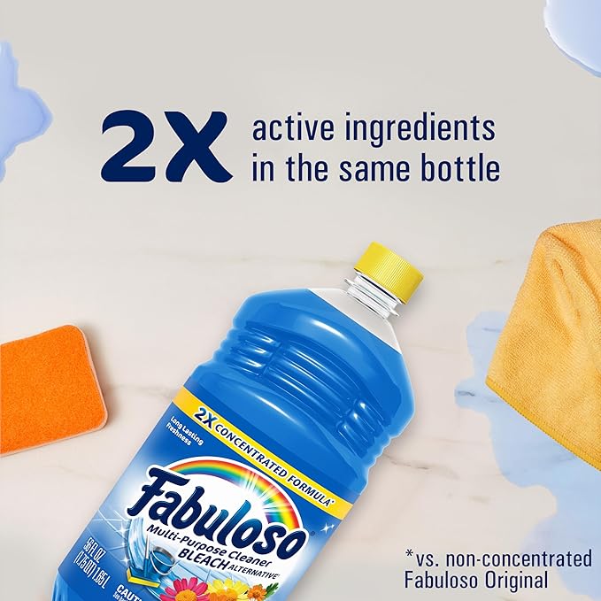 Fabuloso Multi-Purpose Cleaner and Floor Cleaner, 2X Concentrated Formula, Long-Lasting Freshness, Spring Fresh Scent, 56 oz