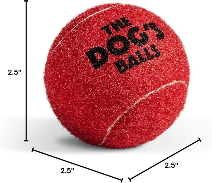 The Dog's Balls Dog Tennis Balls for Dogs, Red, 12-Pack - Non-Abrasive Felt Fetch Balls, Tough Rubber Core, Float in Water, Fits Standard Launchers