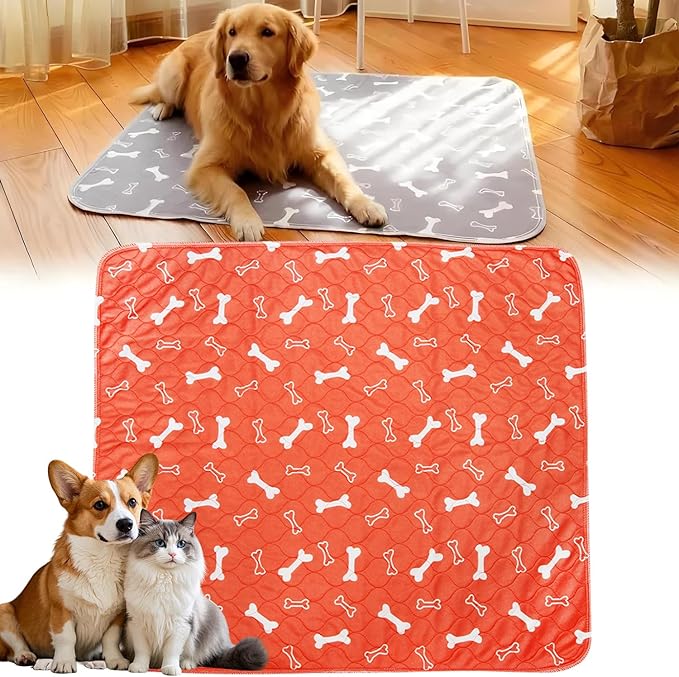 Puppy Pads with pheromones, Reusable Puppy Pads for Dogs & Cats, Washable, Durable Leak-Proof & Anti-Slip Pet Training Pads for Home & Travel(Red, M: 23.6" × 15.7")