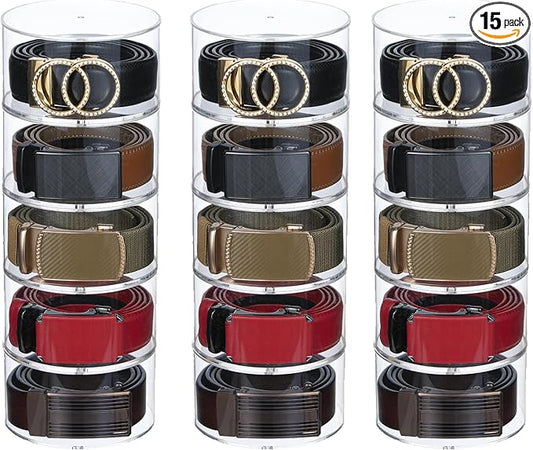 Acrylic Belt Organizer, 15 Layer Belt Holder for Closet or Drawer, Display for Men’s and Women’s Belts, Jewelry, and Watches