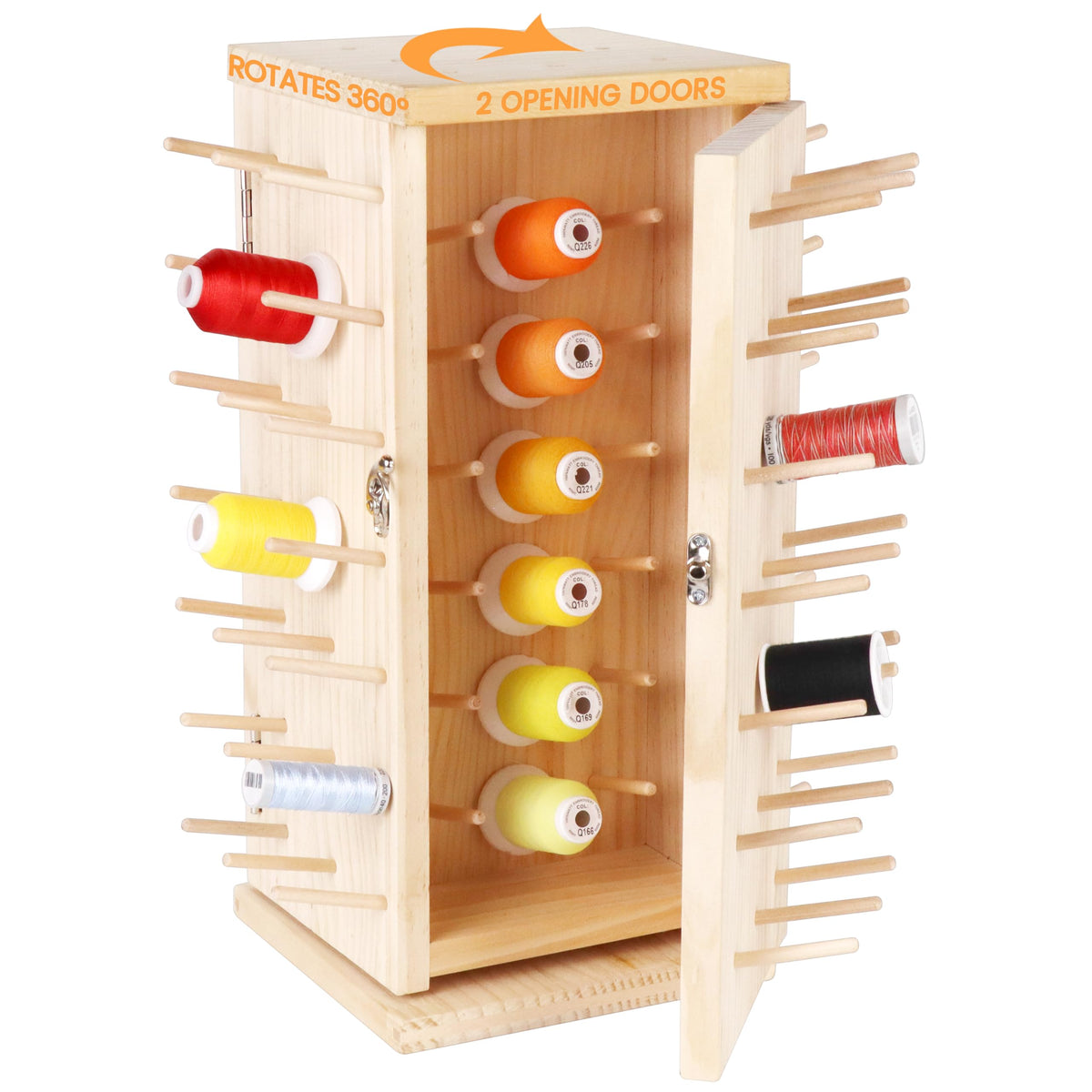 New brothread 129 Spools 360° Fully Rotating Wooden Thread Rack - Image 1
