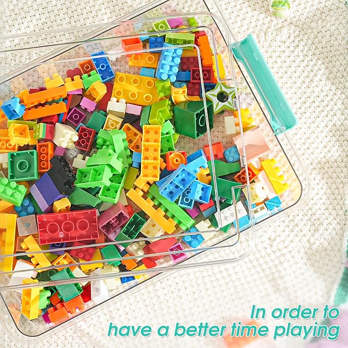 6 QT Clear Plastic Storage Bins with Lids, Stackable Sensory Bin Tools, Arts Crafts Organizers and Storage Containers with Lids for Home, Office, Classroom and Workshop Organization, 4 Pack