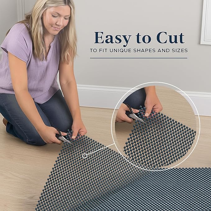 Veken 2x3 Ft Rug Pad Gripper for Hardwood Floors, Non Slip Dark Blue Rug Pads for Area Rugs, Thick Rug Grippers for Tile Floors, Under Carpet Anti Skid Mat, Keep Your Rugs Safe and in Place