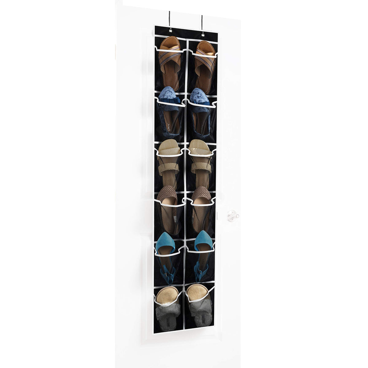 ZOBER Over the Door Shoe Organizer - 12 Mesh Pockets, Space - Image 1