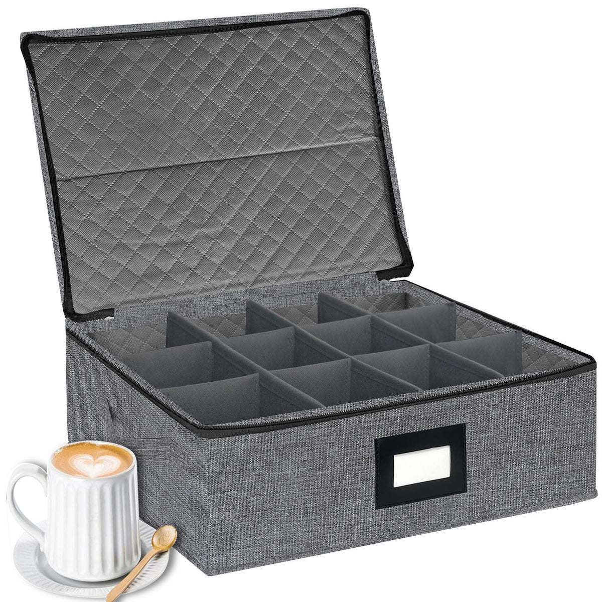 Mug Coffee Storage Box with Dividers - Stackable Glass - Image 1
