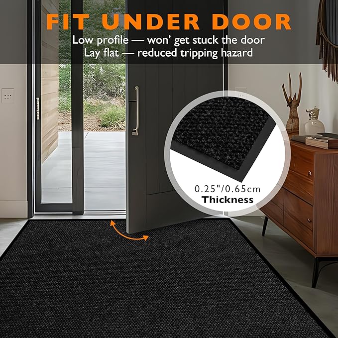 Custom Size Extra Large Front Door Mat, 3FT x 24FT Indoor Outdoor Entrance Commercial Floor Mat, Heavy Duty Dirt Trapper Doormat for Entryway Welcome Mat, Low Profile, Non-Slip, Waterproof